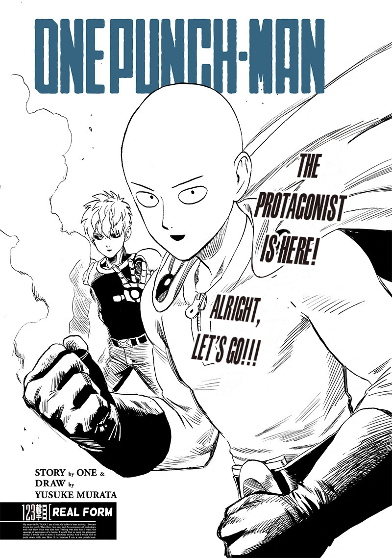 One Punch Man Manga Chapter 123 page 1 - Real Form scene