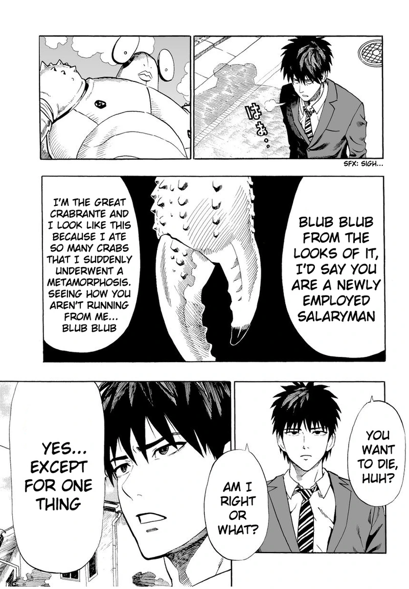One Punch Man Manga Chapter 2 page 3 - Crab and Job Hunting scene