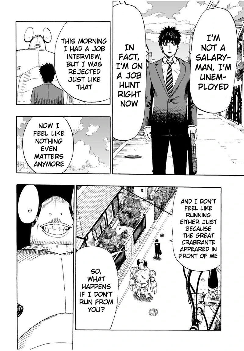 One Punch Man Manga Chapter 2 page 4 - Crab and Job Hunting scene
