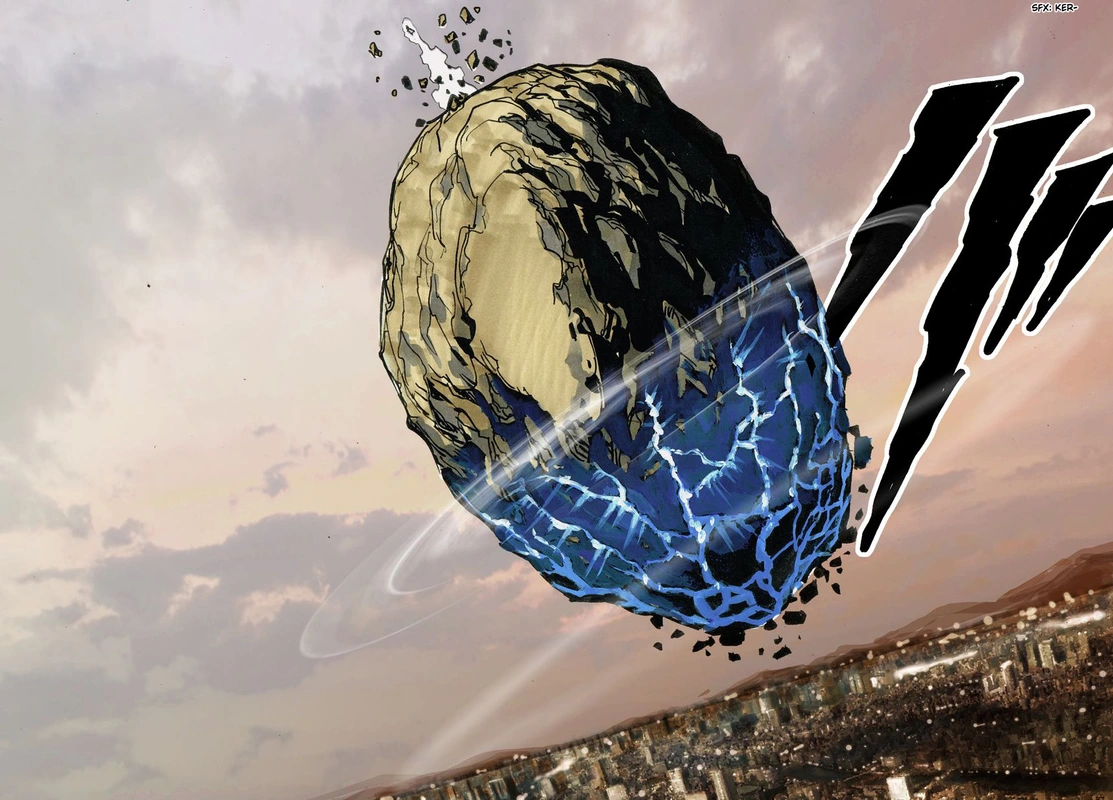 One Punch Man Manga Chapter 21 page 101 - Giant Meteor scene