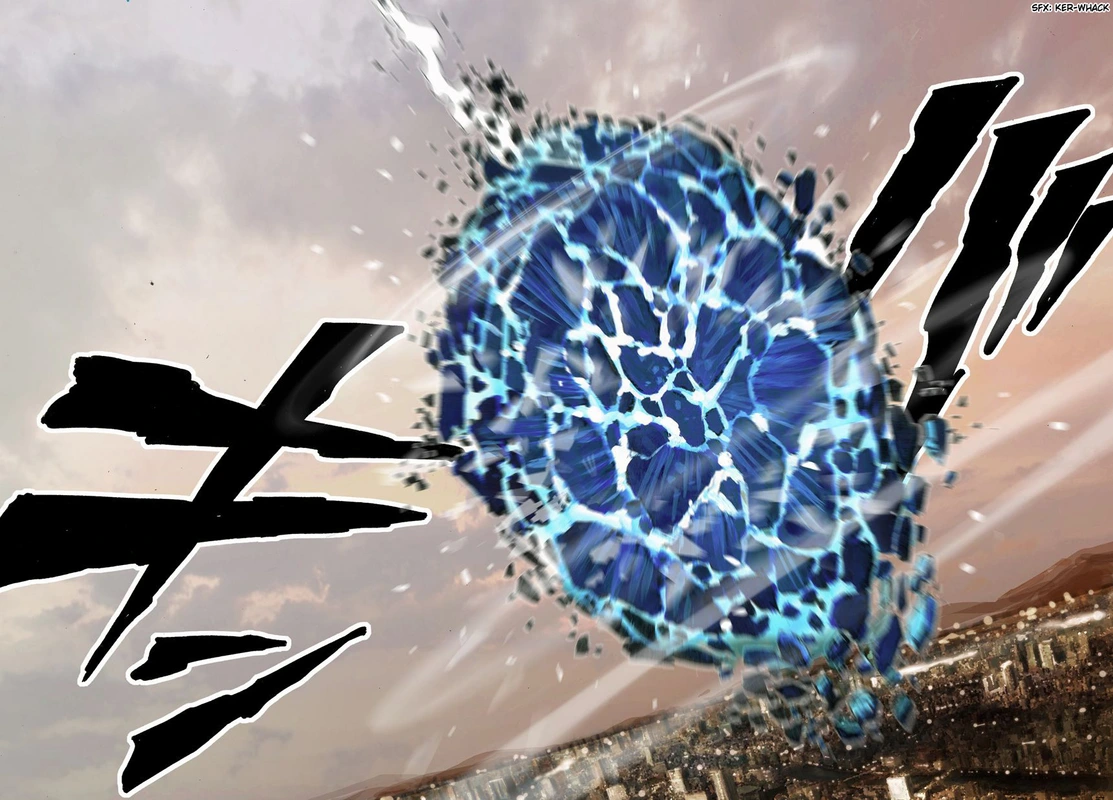 One Punch Man Manga Chapter 21 page 102 - Giant Meteor scene