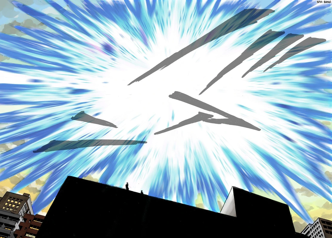 One Punch Man Manga Chapter 21 page 104 - Giant Meteor scene