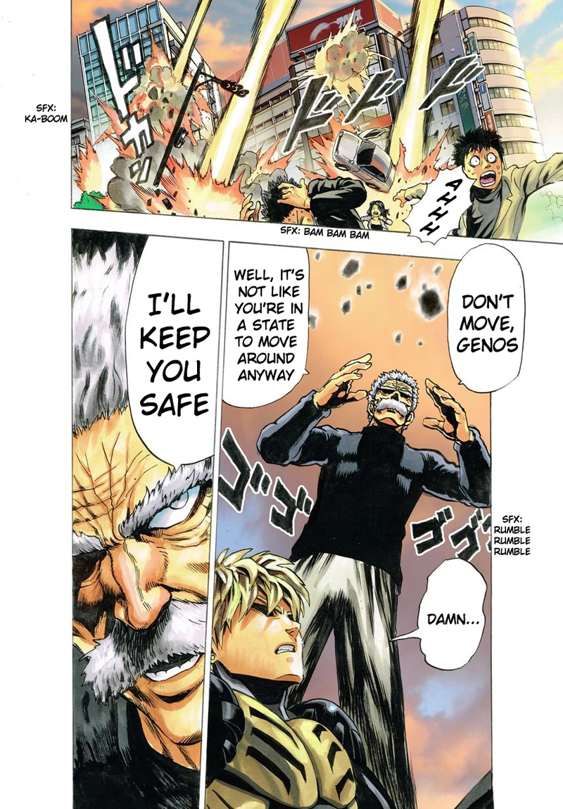 One Punch Man Manga Chapter 21 page 107 - Giant Meteor scene