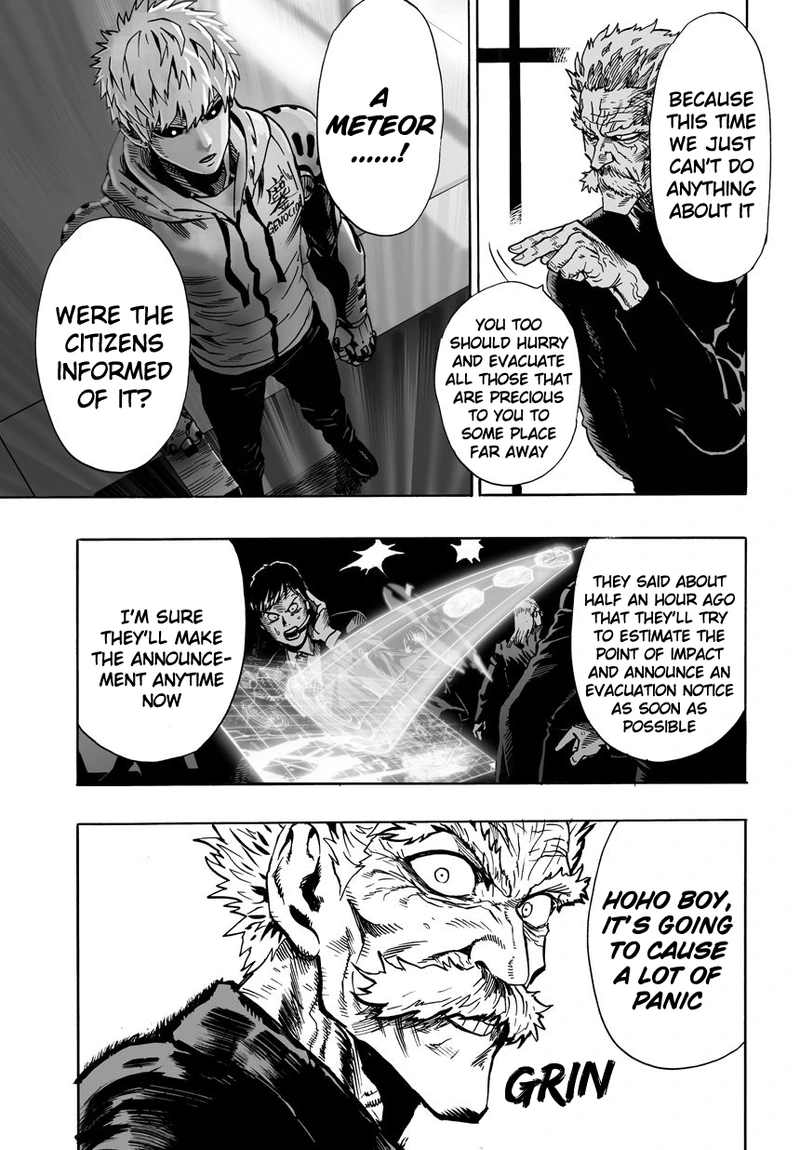 One Punch Man Manga Chapter 21 page 27 - Giant Meteor scene