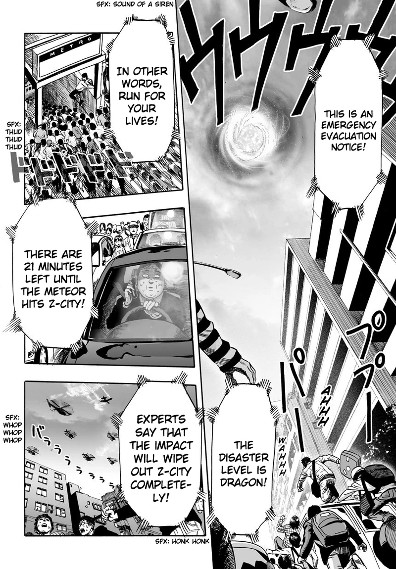One Punch Man Manga Chapter 21 page 32 - Giant Meteor scene