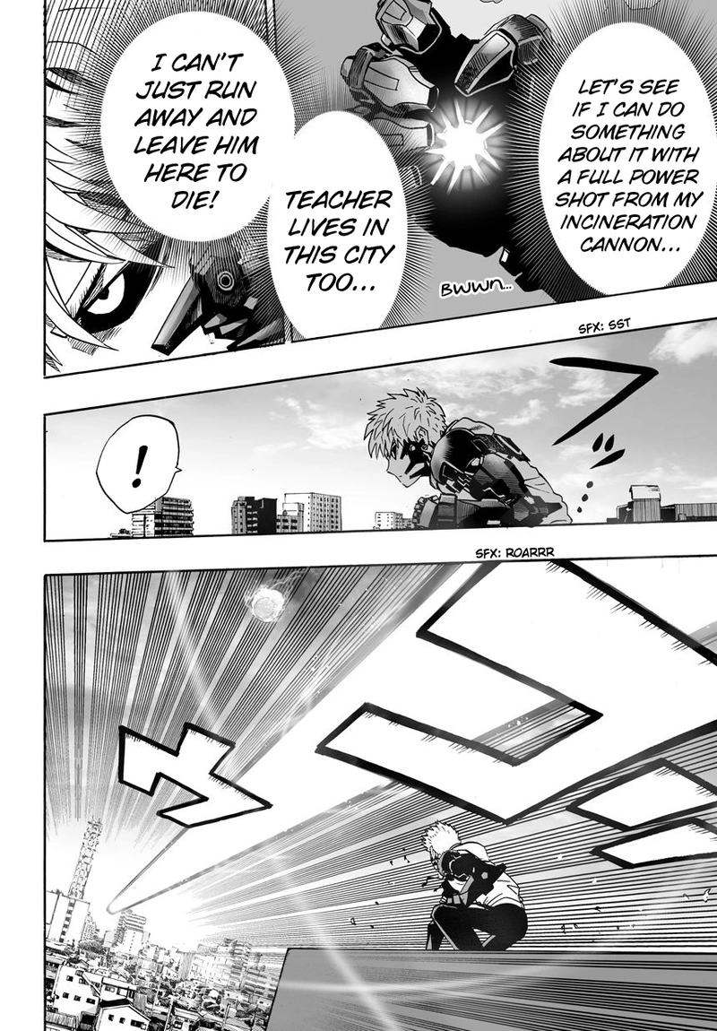 One Punch Man Manga Chapter 21 page 45 - Giant Meteor scene