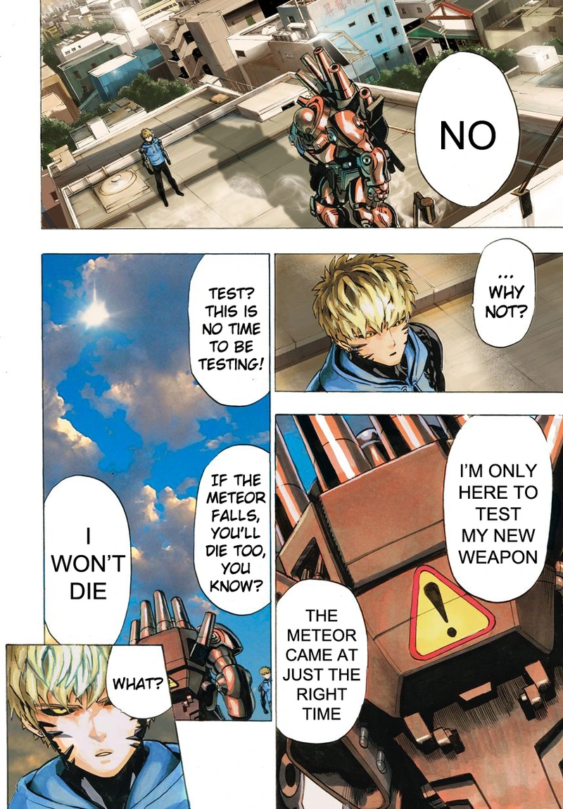 One Punch Man Manga Chapter 21 page 71 - Giant Meteor scene
