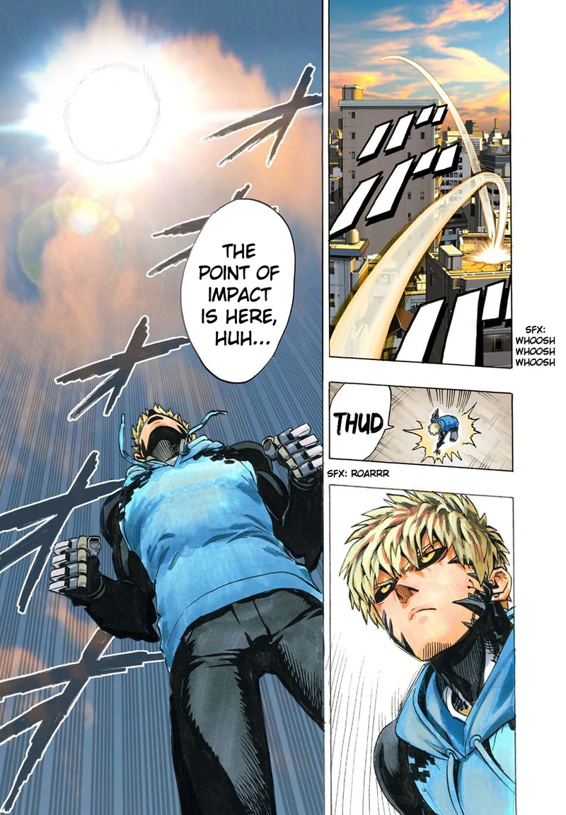 One Punch Man Manga Chapter 21 page 74 - Giant Meteor scene