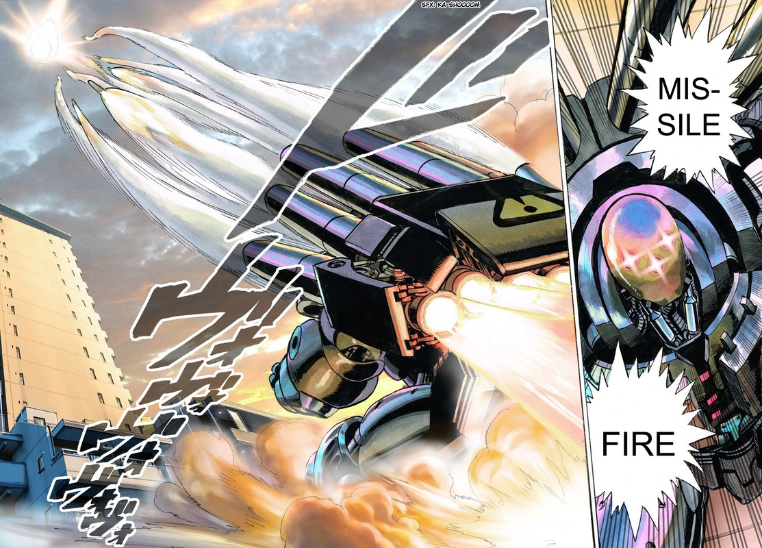 One Punch Man Manga Chapter 21 page 75 - Giant Meteor scene