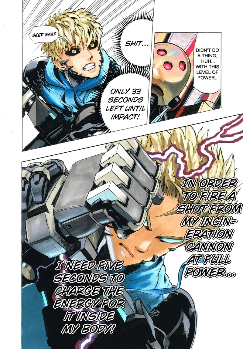 One Punch Man Manga Chapter 21 page 81 - Giant Meteor scene