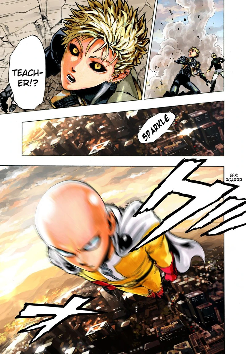 One Punch Man Manga Chapter 21 page 96 - Giant Meteor scene