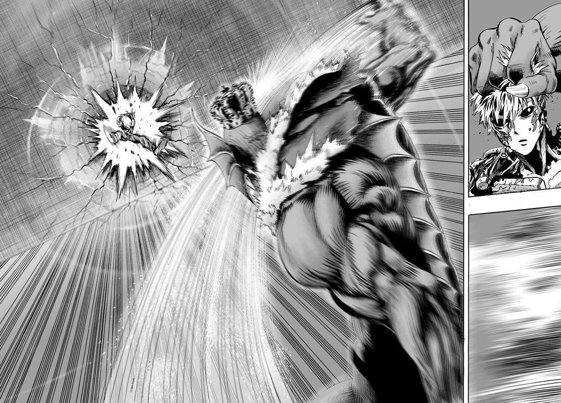 One Punch Man Manga Chapter 27 page 4 - Beat-Up But Shining scene