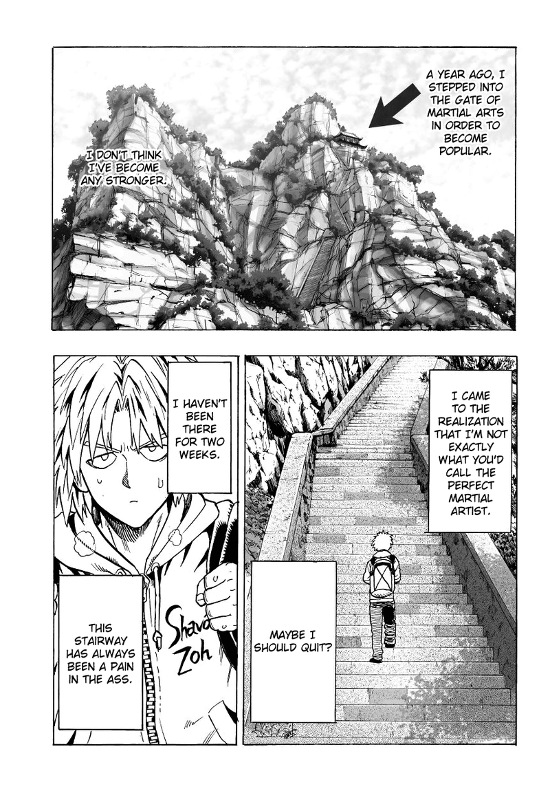 One Punch Man Manga Chapter 37.7 page 1 - Recollection Of A Most Sincere Apprentice | Volume 7 Extras scene