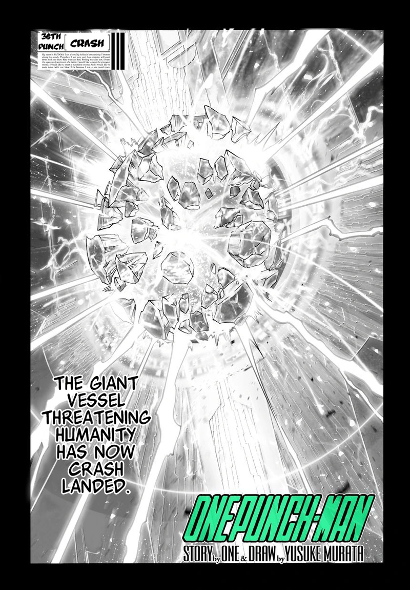 One Punch Man Manga Chapter 37 page 1 - Crash scene