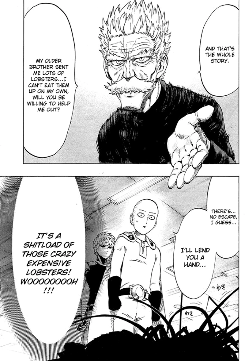One Punch Man Manga Chapter 40.7 page 3 - Lobster | Volume 8 Extras scene