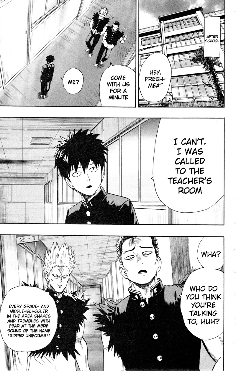 One Punch Man Manga Chapter 8.5 page 11 - 200 Yen | Volume 1 Extras scene