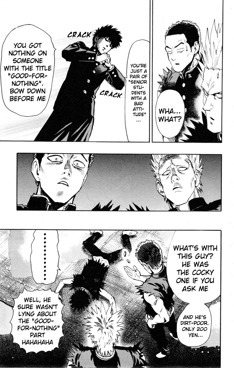 One Punch Man Manga Chapter 8.5 page 13 - 200 Yen | Volume 1 Extras scene