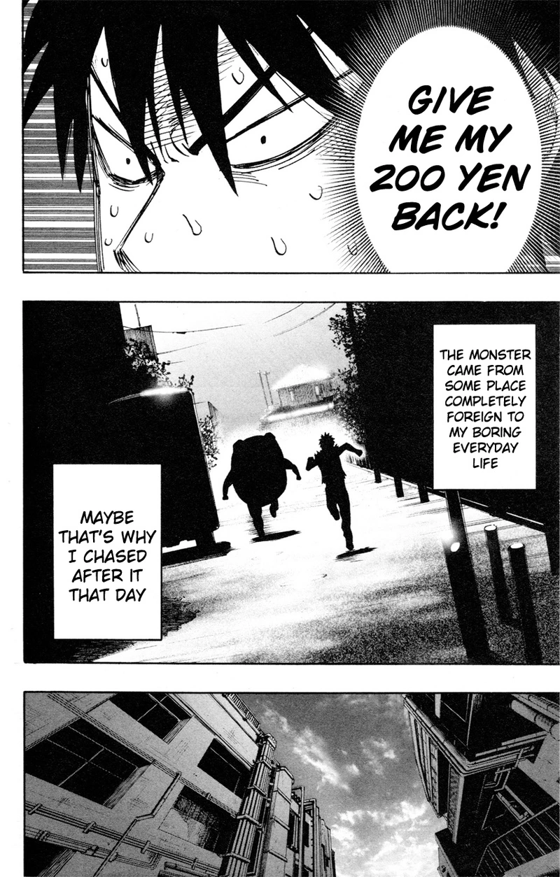 One Punch Man Manga Chapter 8.5 page 18 - 200 Yen | Volume 1 Extras scene