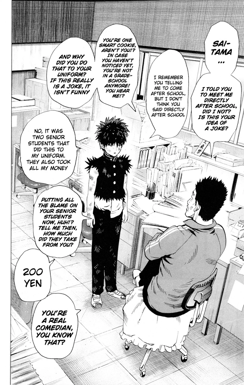 One Punch Man Manga Chapter 8.5 page 20 - 200 Yen | Volume 1 Extras scene