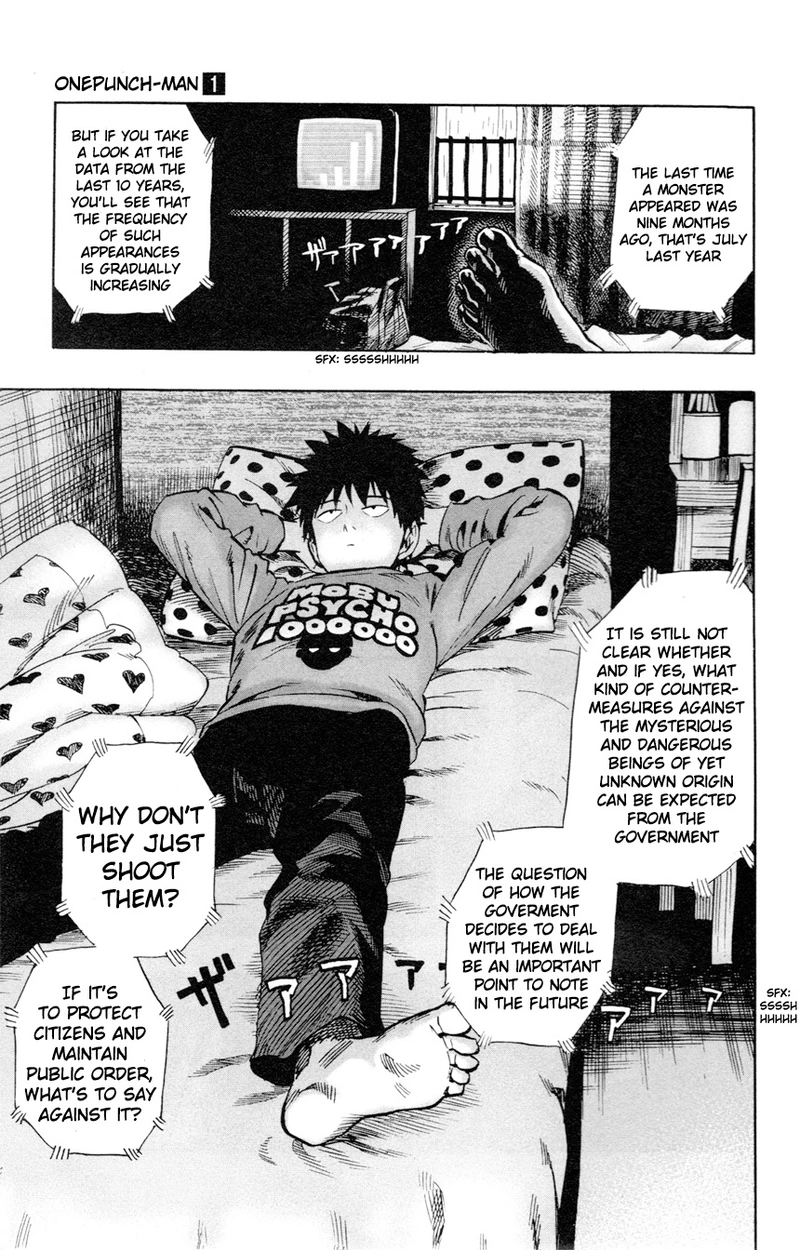 One Punch Man Manga Chapter 8.5 page 7 - 200 Yen | Volume 1 Extras scene