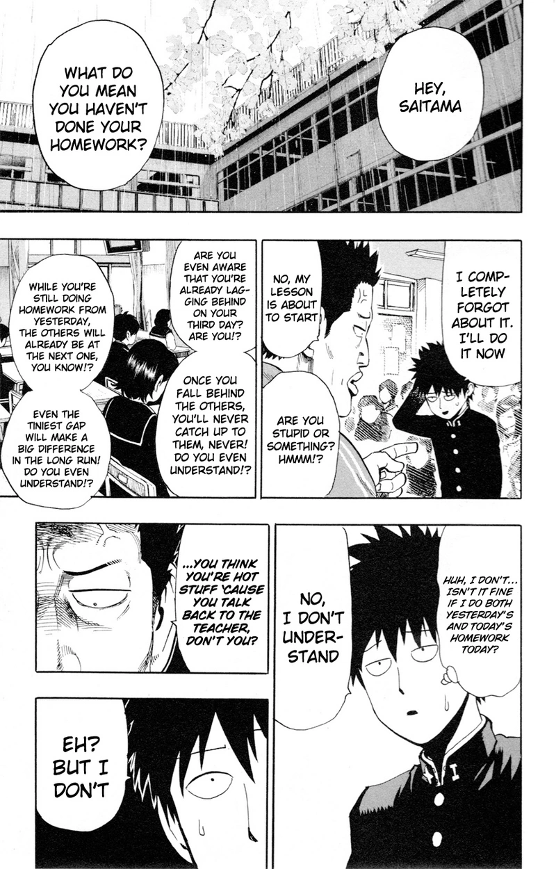 One Punch Man Manga Chapter 8.5 page 9 - 200 Yen | Volume 1 Extras scene