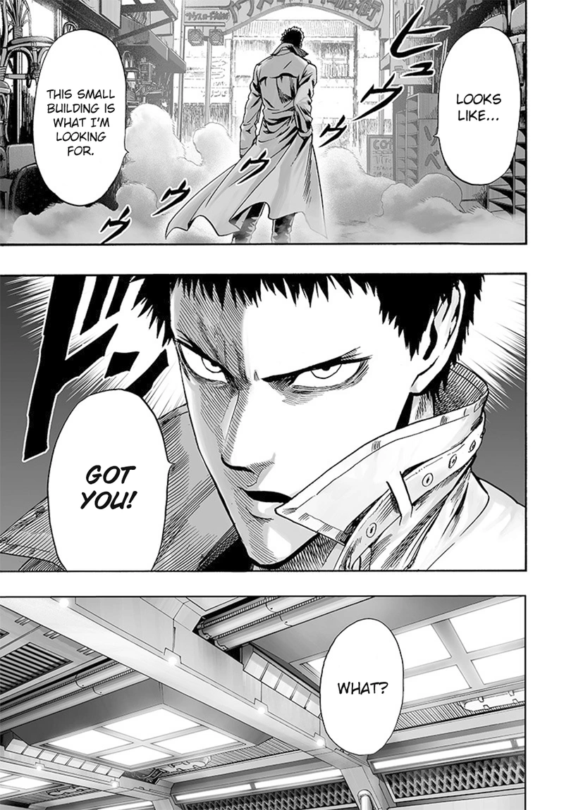 One Punch Man Manga Chapter 85 page 15 - Is it Because I'm Caped Baldy? scene