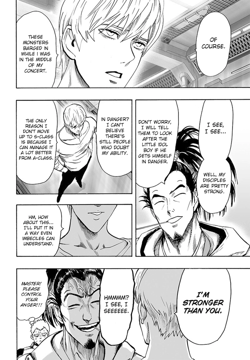 One Punch Man Manga Chapter 85 page 20 - Is it Because I'm Caped Baldy? scene