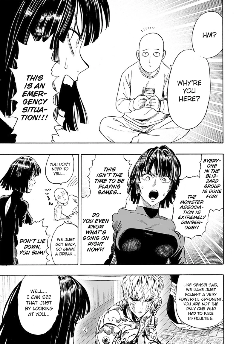 One Punch Man Manga Chapter 85 page 33 - Is it Because I'm Caped Baldy? scene