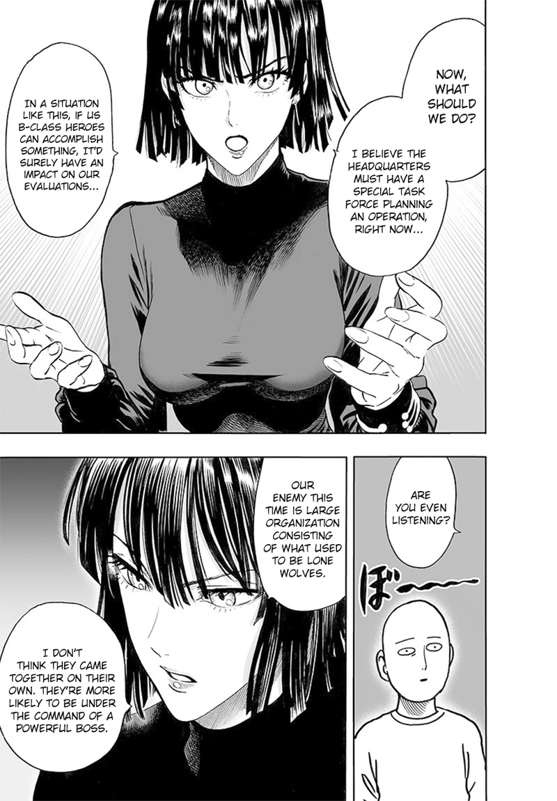 One Punch Man Manga Chapter 85 page 38 - Is it Because I'm Caped Baldy? scene