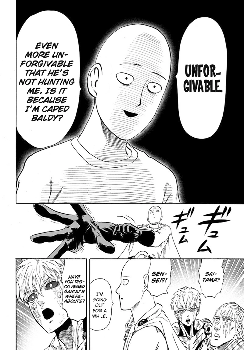 One Punch Man Manga Chapter 85 page 40 - Is it Because I'm Caped Baldy? scene